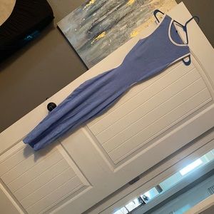 Light blue with white trim dress. Size medium. Open back. Very cute (brand new)